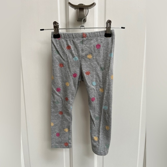 NWOT Okie Dokie 24M Gray, Pink, Yellow and Blue Peace Sign Floral Legging Pants - Picture 1 of 4